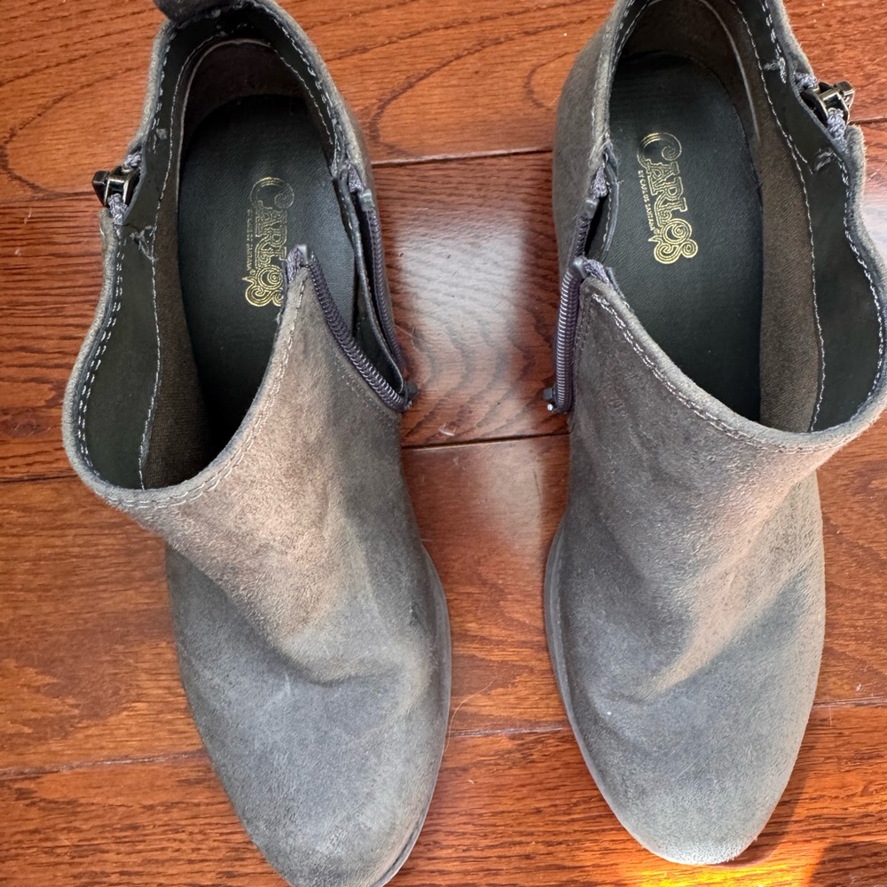 Carlos by Carlos Santana Gray Suede Ankle Booties with Side Zip